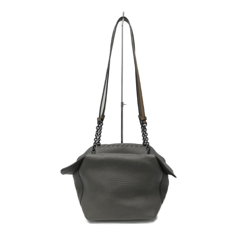 BOTTEGA VENETA leather chain shoulder bag gray compact
